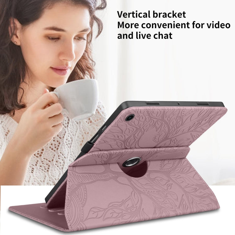 For Lenovo Tab M10 Plus 10.6 3rd Gen Tree Life Embossed Rotation Leather Smart Tablet Case(Rose Gold) - free shipping - PMC TechLife - Order now!