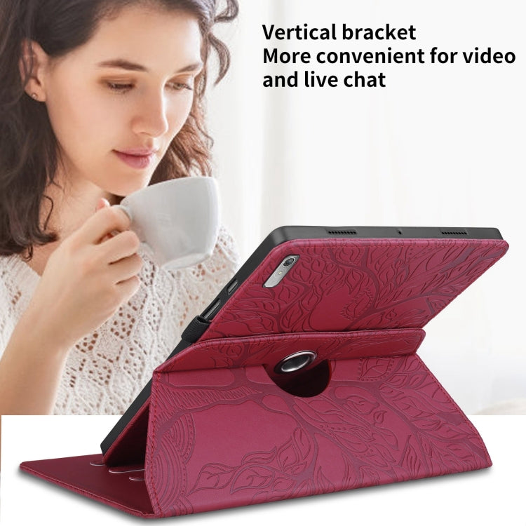 For Lenovo Xiaoxin Pad 11 2nd 2023 Tree Life Embossed Rotation Leather Tablet Case(Red) - Lenovo by PMC TechLife | Online Shopping South Africa | PMC TechLife | Buy Now Pay Later Mobicred