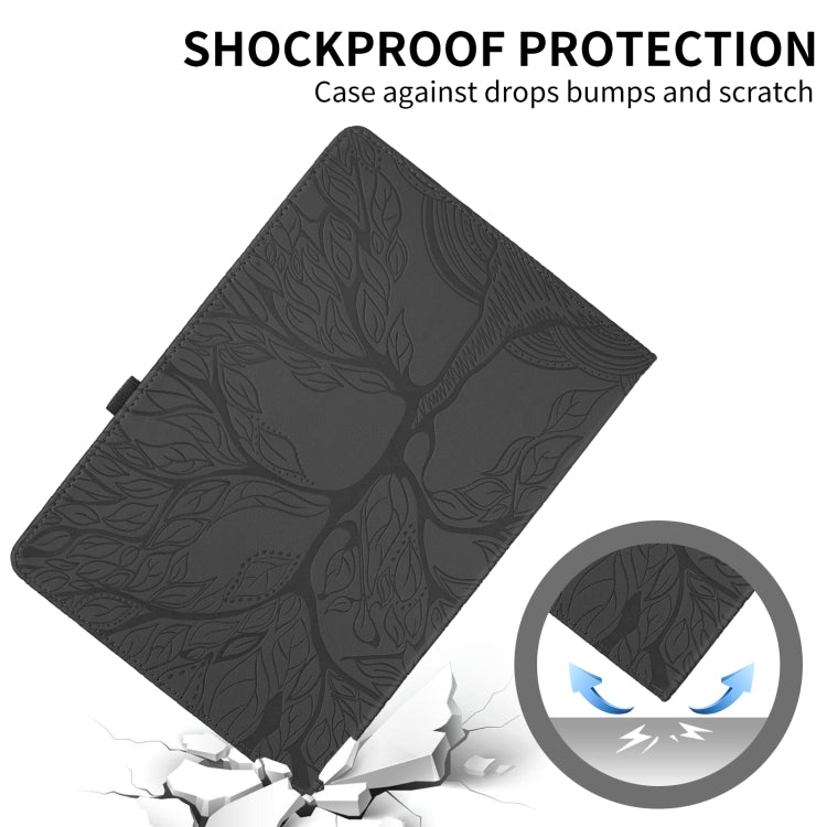 For Nokia T20 10.4 2021 Tree Life Embossed Rotation Leather Tablet Case(Black) - Nokia by PMC TechLife | Online Shopping South Africa | PMC TechLife | Buy Now Pay Later Mobicred