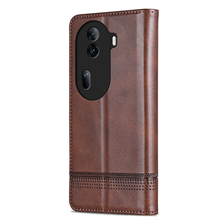 For OPPO Reno11 China AZNS Magnetic Calf Texture Flip Leather Phone Case(Dark Brown) - Reno11 Cases by AZNS | Online Shopping South Africa | PMC Jewellery | Buy Now Pay Later Mobicred