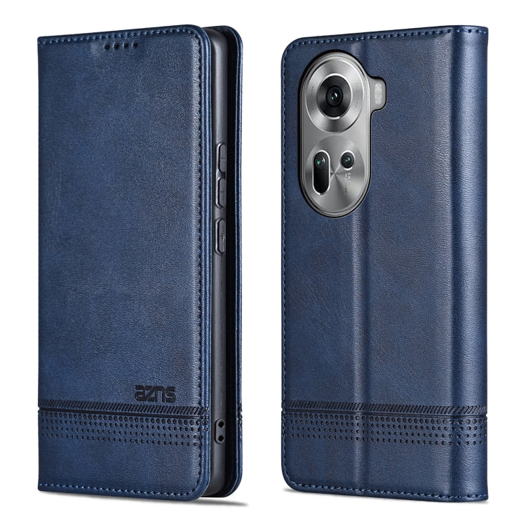 For OPPO Reno11 Global AZNS Magnetic Calf Texture Flip Leather Phone Case(Dark Blue) - Reno11 Cases by AZNS | Online Shopping South Africa | PMC Jewellery | Buy Now Pay Later Mobicred