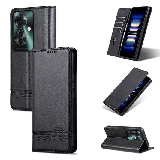 For OPPO Reno11 F AZNS Magnetic Calf Texture Flip Leather Phone Case(Black) - Reno11 F Cases by AZNS | Online Shopping South Africa | PMC Jewellery | Buy Now Pay Later Mobicred