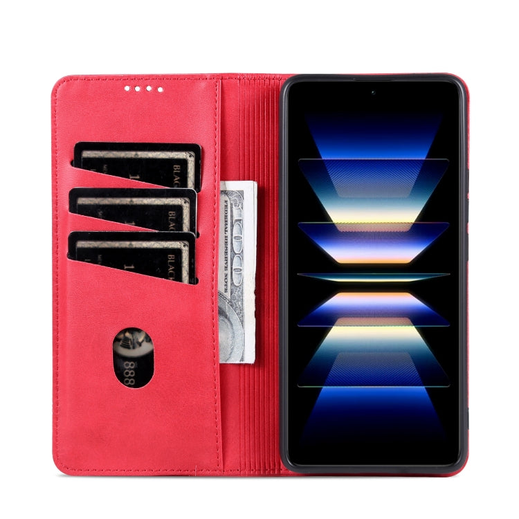 For OPPO Reno11 F AZNS Magnetic Calf Texture Flip Leather Phone Case(Red) - Reno11 F Cases by AZNS | Online Shopping South Africa | PMC Jewellery | Buy Now Pay Later Mobicred