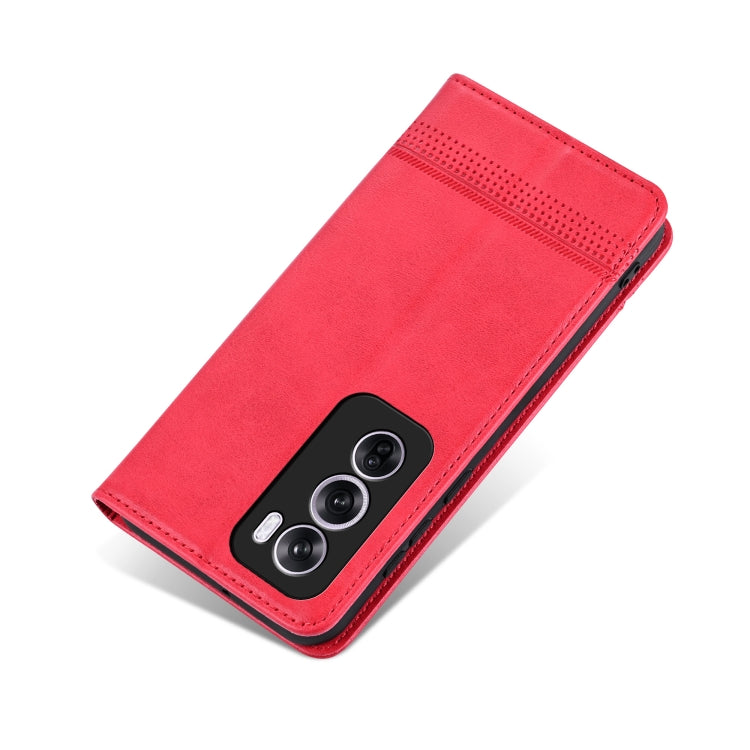 For OPPO Reno12 Global AZNS Magnetic Calf Texture Flip Leather Phone Case(Red) - Reno12 Cases by AZNS | Online Shopping South Africa | PMC Jewellery | Buy Now Pay Later Mobicred