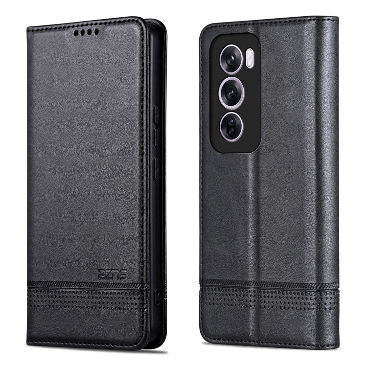 For OPPO Reno12 Pro Global AZNS Magnetic Calf Texture Flip Leather Phone Case(Black) - Reno12 Pro Cases by AZNS | Online Shopping South Africa | PMC Jewellery | Buy Now Pay Later Mobicred