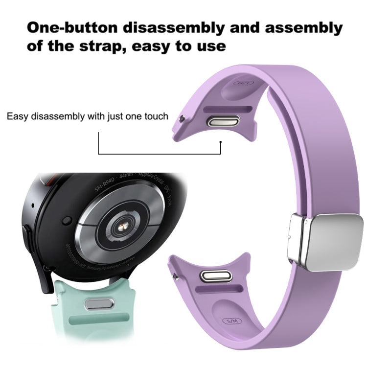 For Samsung Galaxy Watch 6 Magnetic Folding Silver Buckle Silicone Watch Band(Blue) - free shipping - PMC TechLife - Order now!