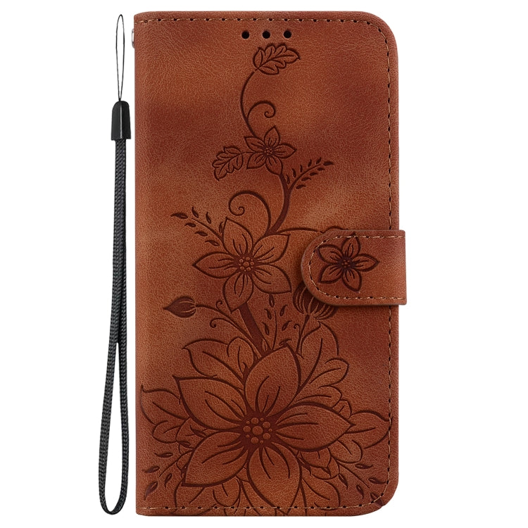 For Google Pixel 9 Pro Lily Embossed Leather Phone Case(Brown) - Google Cases by PMC Jewellery | Online Shopping South Africa | PMC Jewellery | Buy Now Pay Later Mobicred