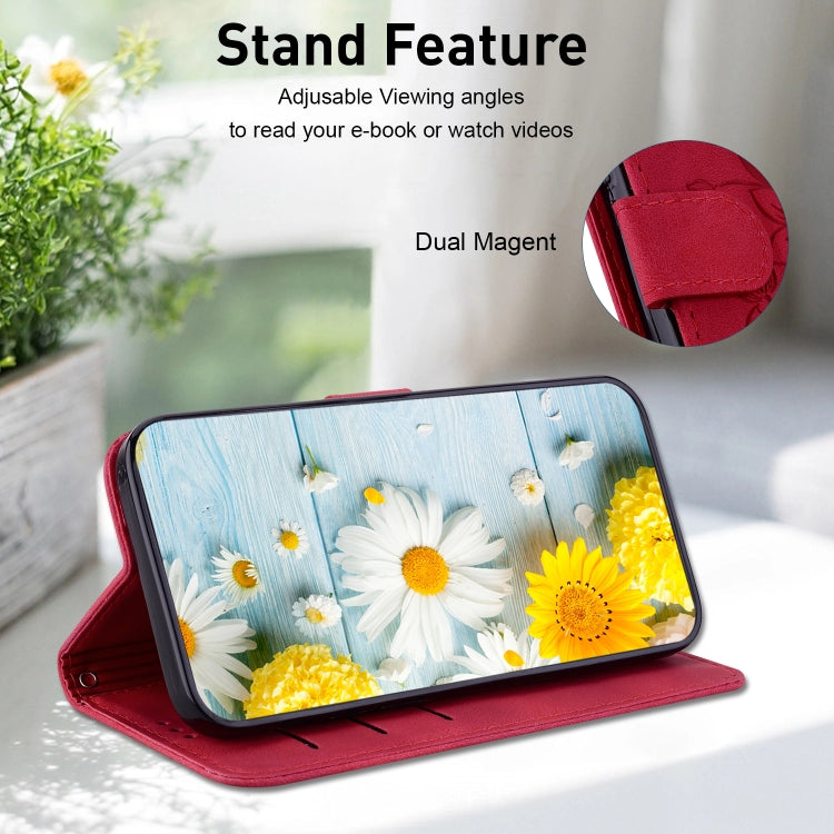 For Google Pixel 9 Pro Lily Embossed Leather Phone Case(Red) - Google Cases by PMC TechLife | Online Shopping South Africa | PMC TechLife | Buy Now Pay Later Mobicred