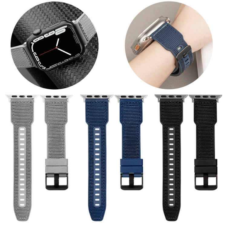 For Apple Watch Series 9 41mm Hybrid Braid Nylon Silicone Watch Band(Black) - Watch Bands by PMC Jewellery | Online Shopping South Africa | PMC Jewellery