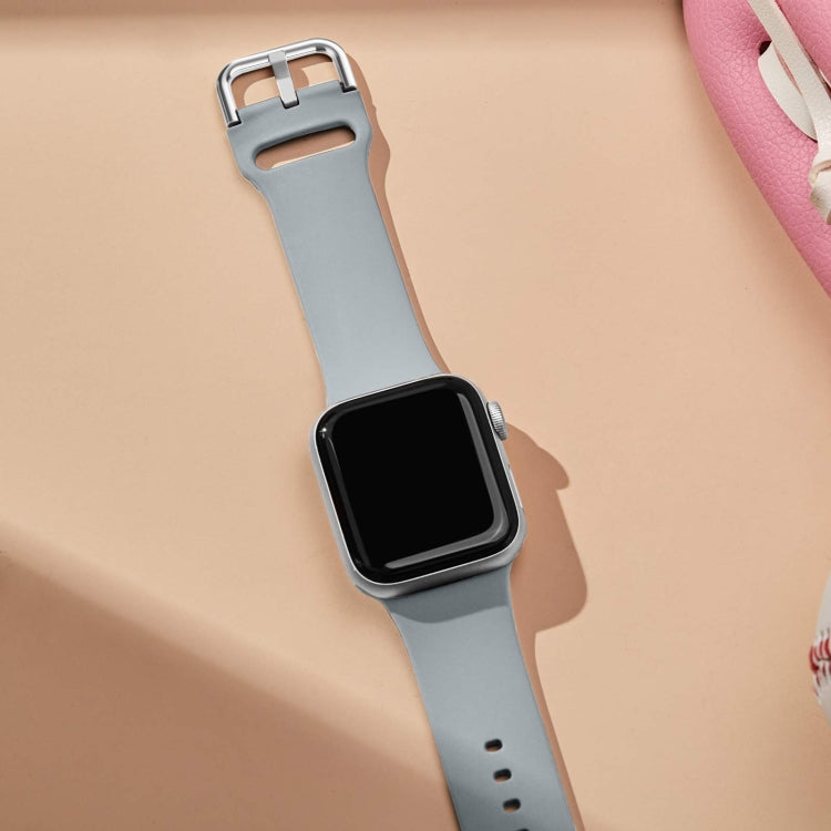For Apple Watch Series 7 41mm Pin Buckle Silicone Watch Band(Light Grey) - free shipping - PMC TechLife - Order now!