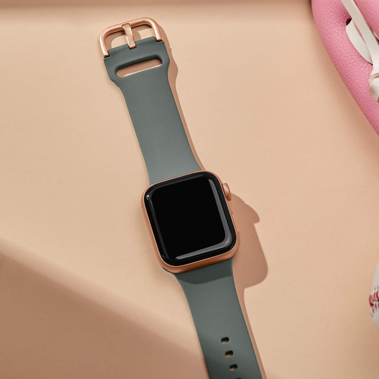 For Apple Watch Series 3 38mm Pin Buckle Silicone Watch Band(Olive) - free shipping - PMC TechLife - Order now!