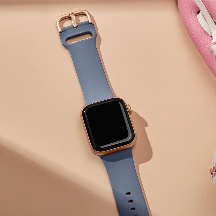 For Apple Watch 38mm Pin Buckle Silicone Watch Band(Blue Grey) - free shipping - PMC TechLife - Order now!