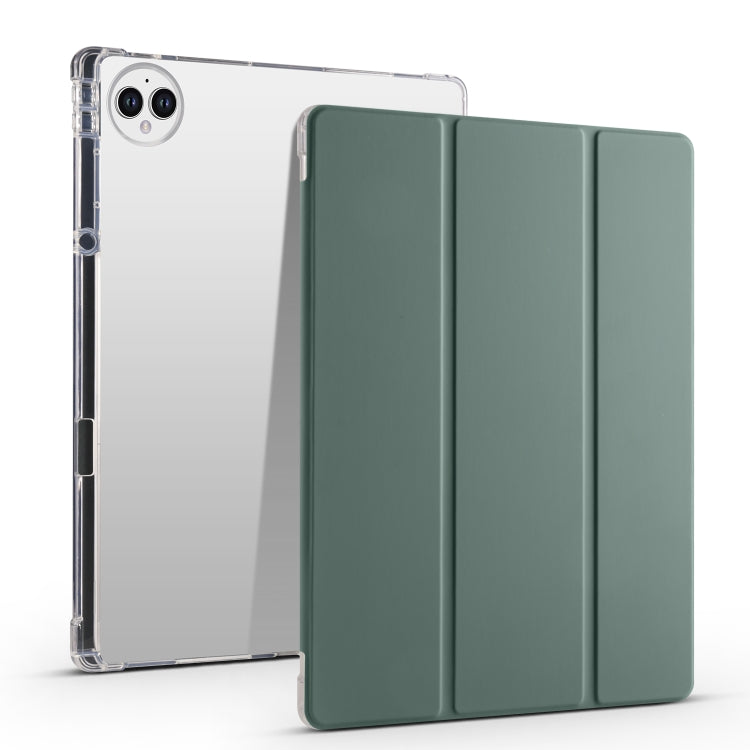 For Huawei MatePad Pro 13.2 2023 3-folding Transparent TPU Smart Leather Tablet Case(Dark Night Green) - Huawei by PMC TechLife | Online Shopping South Africa | PMC TechLife