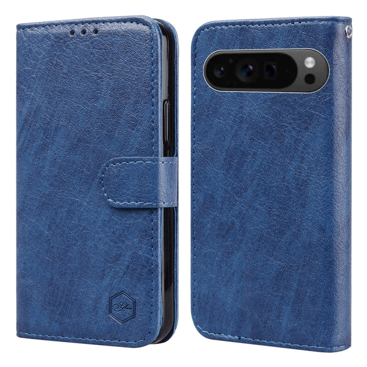 For Google Pixel 9 Skin Feeling Oil Leather Texture PU + TPU Phone Case(Dark Blue) - Google Cases by PMC TechLife | Online Shopping South Africa | PMC TechLife | Buy Now Pay Later Mobicred