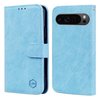 For Google Pixel 9 Pro Skin Feeling Oil Leather Texture PU + TPU Phone Case(Light Blue) - Google Cases by PMC Jewellery | Online Shopping South Africa | PMC Jewellery | Buy Now Pay Later Mobicred