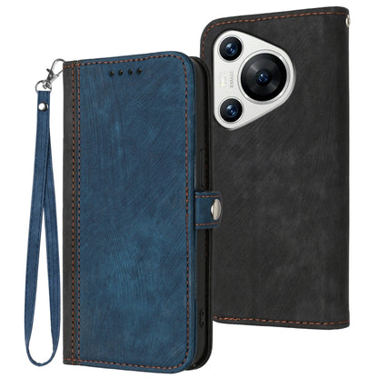 For Huawei Pura 70 Side Buckle Double Fold Hand Strap Leather Phone Case(Royal Blue) - Huawei Cases by PMC Jewellery | Online Shopping South Africa | PMC Jewellery | Buy Now Pay Later Mobicred