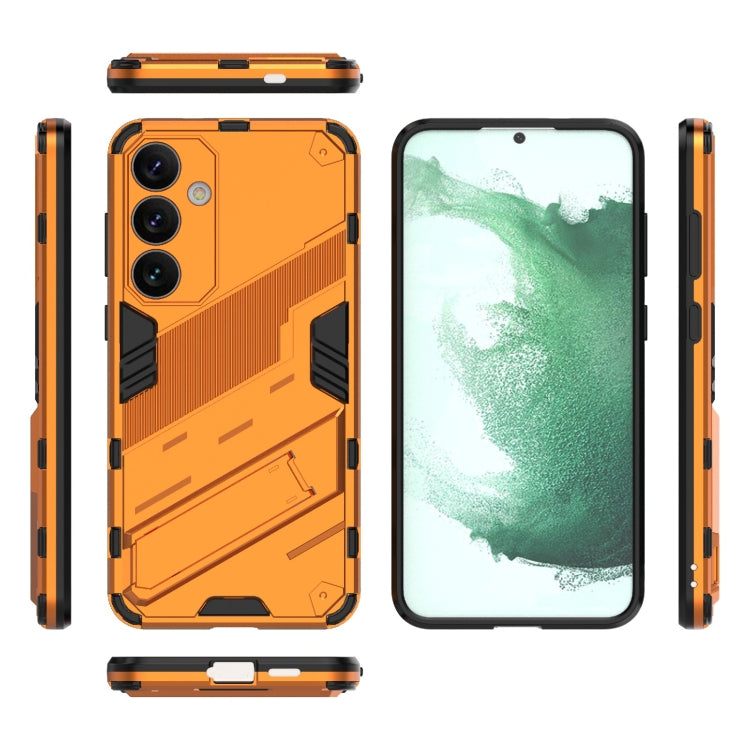 For Samsung Galaxy S24+ 5G Punk Armor 2 in 1 PC + TPU Shockproof Phone Case with Invisible Holder(Orange) - Galaxy S24+ 5G Cases by PMC Jewellery | Online Shopping South Africa | PMC Jewellery