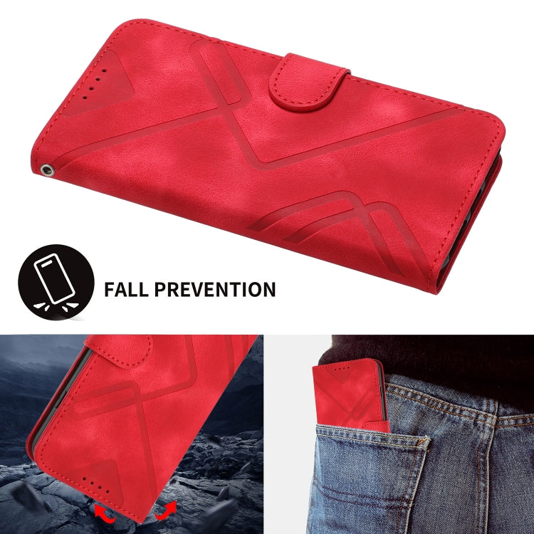 For Huawei Pura 70 Pro/70 Pro+ Line Pattern Skin Feel Leather Phone Case(Red) - Huawei Cases by PMC Jewellery | Online Shopping South Africa | PMC Jewellery | Buy Now Pay Later Mobicred