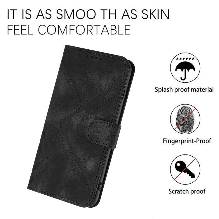 For Huawei Pura 70 Line Pattern Skin Feel Leather Phone Case(Black) - Huawei Cases by PMC Jewellery | Online Shopping South Africa | PMC Jewellery | Buy Now Pay Later Mobicred