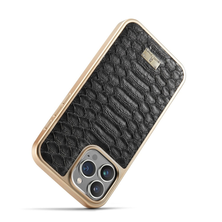 For iPhone 16 Pro Max Fierre Shann Python Texture Electroplating PU Phone Case(Black) - free shipping - PMC Jewellery - Order now!