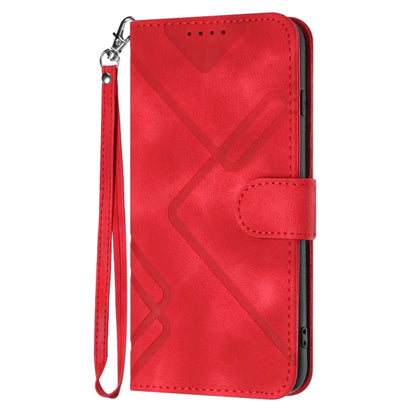 For Realme 12 5G Global Line Pattern Skin Feel Leather Phone Case(Red) - Realme Cases by PMC Jewellery | Online Shopping South Africa | PMC Jewellery | Buy Now Pay Later Mobicred