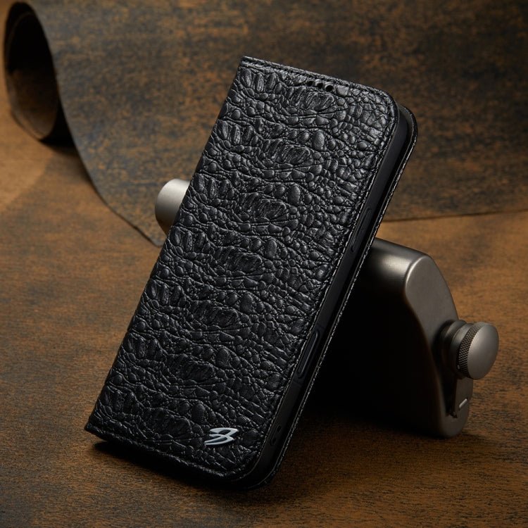 For iPhone 16 Fierre Shann Crocodile Texture Magnetic Genuine Leather Phone Case(Black) - iPhone 16 Cases by FIERRE SHANN | Online Shopping South Africa | PMC Jewellery | Buy Now Pay Later Mobicred