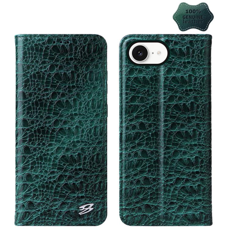 For iPhone 16e Fierre Shann Crocodile Texture Magnetic Genuine Leather Phone Case(Green) - free shipping - PMc TechLife - Order now!