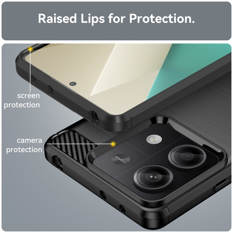For Xiaomi Redmi Note 13 5G Brushed Texture Carbon Fiber TPU Phone Case(Black) - Note 13 Cases by PMC TechLife | Online Shopping South Africa | PMC TechLife