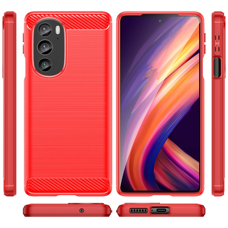 For Motorola Edge+ 2022 Brushed Texture Carbon Fiber TPU Phone Case(Red) - Motorola Cases by PMC TechLife | Online Shopping South Africa | PMC TechLife | Buy Now Pay Later Mobicred