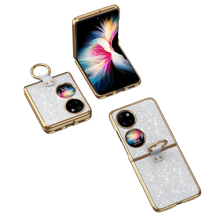 For Huawei P50 Pocket Plating Gradient Color Glitter Phone Case With Ring Holder(Silver) - Huawei Cases by PMC TechLife | Online Shopping South Africa | PMC TechLife | Buy Now Pay Later Mobicred