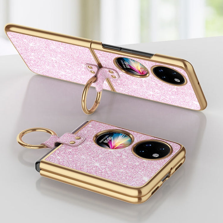 For Huawei P50 Pocket Plating Gradient Color Glitter Phone Case With Ring Holder(Silver) - Huawei Cases by PMC TechLife | Online Shopping South Africa | PMC TechLife | Buy Now Pay Later Mobicred
