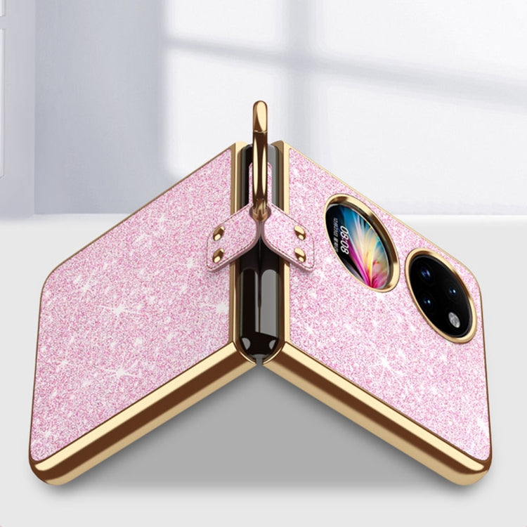 For Huawei P50 Pocket Plating Gradient Color Glitter Phone Case With Ring Holder(Silver) - Huawei Cases by PMC TechLife | Online Shopping South Africa | PMC TechLife | Buy Now Pay Later Mobicred