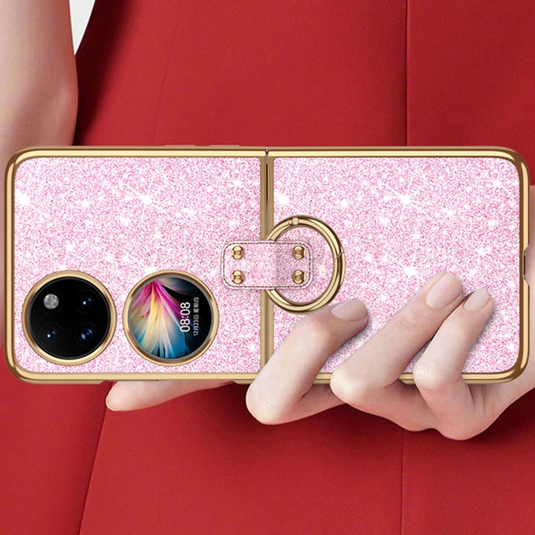 For Huawei P50 Pocket Plating Gradient Color Glitter Phone Case With Ring Holder(Silver) - Huawei Cases by PMC TechLife | Online Shopping South Africa | PMC TechLife | Buy Now Pay Later Mobicred