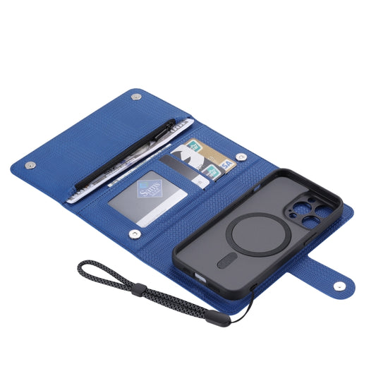 For iPhone 13 Pro Max ViLi GHB Series MagSafe Magnetic Zipper Leather Phone Case(Blue) - iPhone 13 Pro Max Cases by ViLi | Online Shopping South Africa | PMC Jewellery | Buy Now Pay Later Mobicred