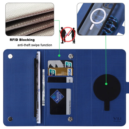 For iPhone 14 ViLi GHB Series MagSafe Magnetic Zipper Leather Phone Case(Blue) - iPhone 14 Cases by ViLi | Online Shopping South Africa | PMC Jewellery | Buy Now Pay Later Mobicred