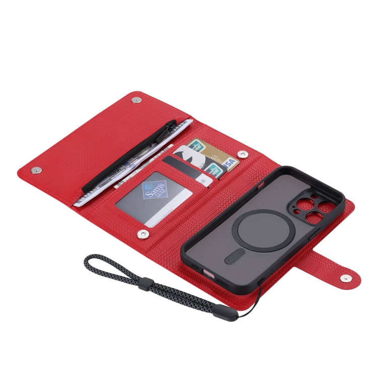 For iPhone 14 Plus ViLi GHB Series MagSafe Magnetic Zipper Leather Phone Case(Red) - iPhone 14 Plus Cases by ViLi | Online Shopping South Africa | PMC Jewellery | Buy Now Pay Later Mobicred