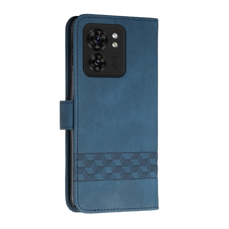 For Motorola Edge 40 Cubic Skin Feel Flip Leather Phone Case(Blue) - Motorola Cases by PMC Jewellery | Online Shopping South Africa | PMC Jewellery | Buy Now Pay Later Mobicred