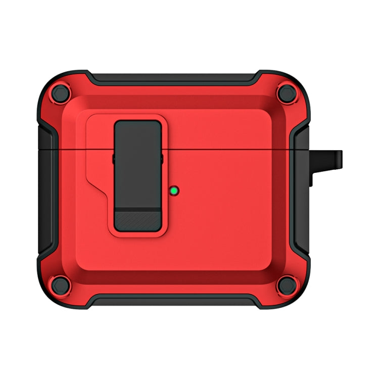 For AirPods 3 TPU + PC Wireless Bluetooth Earphone Protective Case with Switch Lock & Hook(Red) - For AirPods 3 by PMC Jewellery | Online Shopping South Africa | PMC Jewellery | Buy Now Pay Later Mobicred