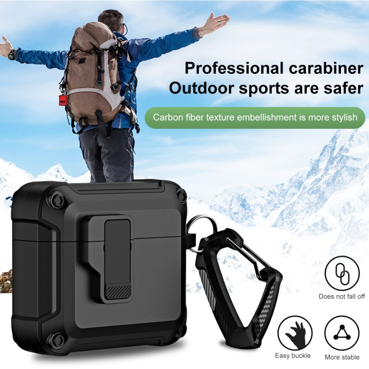 For AirPods 3 TPU + PC Wireless Bluetooth Earphone Protective Case with Switch Lock & Hook(Dark Green) - For AirPods 3 by PMC Jewellery | Online Shopping South Africa | PMC Jewellery | Buy Now Pay Later Mobicred