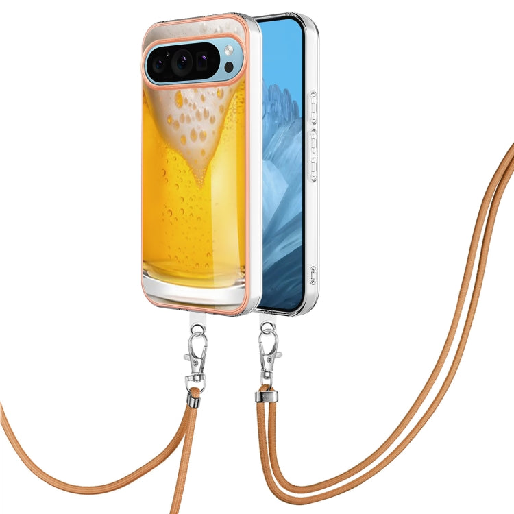 For Google Pixel 9 / 9 Pro Electroplating Dual-side IMD Phone Case with Lanyard(Draft Beer) - Google Cases by PMC Jewellery | Online Shopping South Africa | PMC Jewellery | Buy Now Pay Later Mobicred