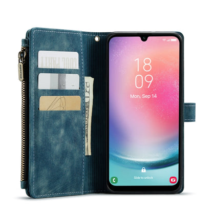 For Samsung Galaxy A24 4G CaseMe C30 Card Slots Zipper Wallet Leather Phone Case(Blue) - Galaxy Phone Cases by CaseMe | Online Shopping South Africa | PMC Jewellery | Buy Now Pay Later Mobicred