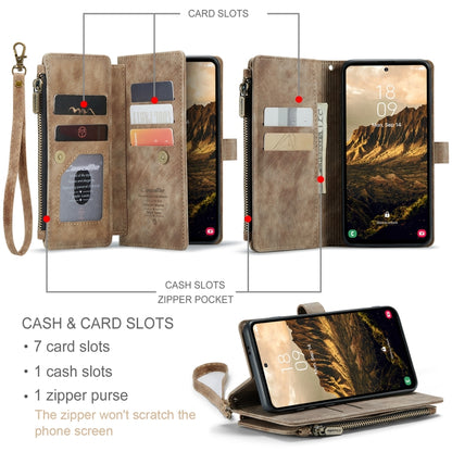 For Samsung Galaxy S24 5G CaseMe C30 Card Slots Zipper Wallet Leather Phone Case(Brown) - Galaxy S24 5G Cases by CaseMe | Online Shopping South Africa | PMC Jewellery | Buy Now Pay Later Mobicred