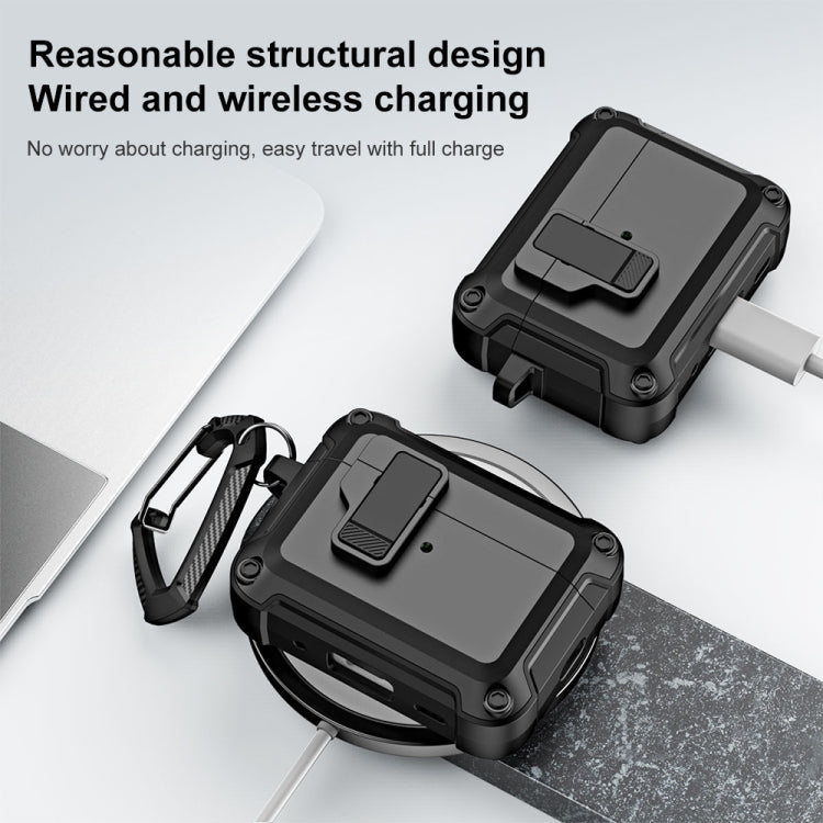 For AirPods Pro 2 TPU + PC Wireless Bluetooth Earphone Protective Case with Switch Lock & Hook(White) - For AirPods Pro 2 by PMC Jewellery | Online Shopping South Africa | PMC Jewellery | Buy Now Pay Later Mobicred