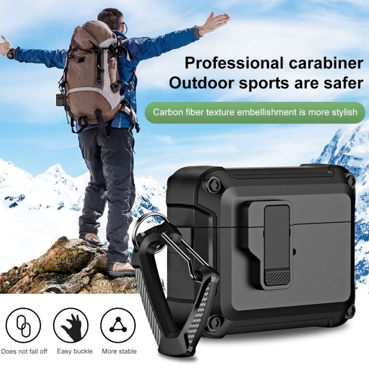 For AirPods Pro 2 TPU + PC Wireless Bluetooth Earphone Protective Case with Switch Lock & Hook(Black) - For AirPods Pro 2 by PMC TechLife | Online Shopping South Africa | PMC TechLife