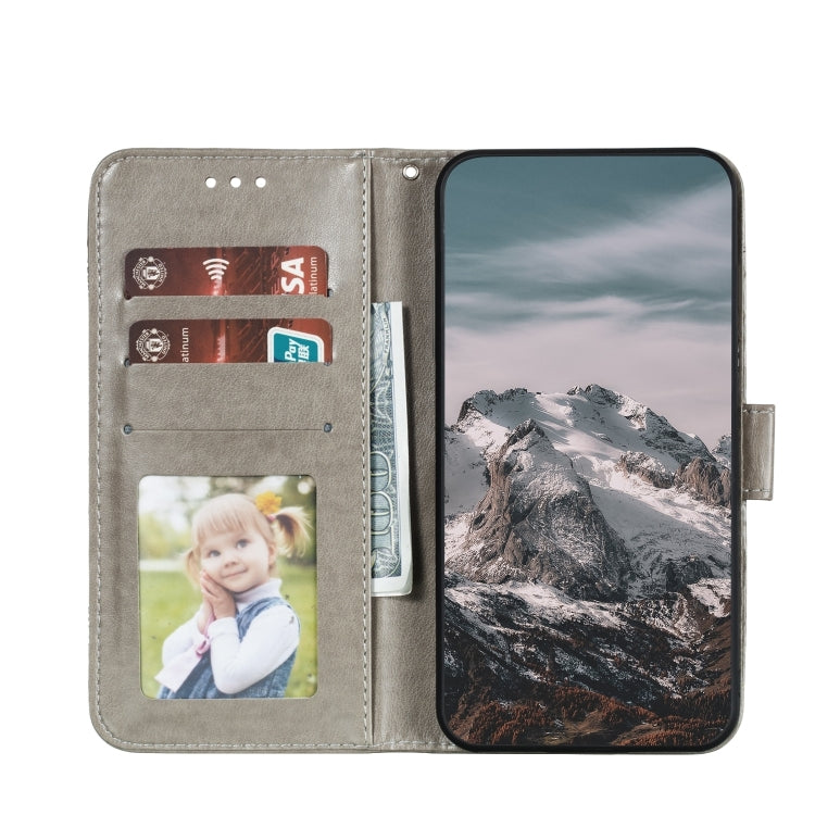 For iPhone 16 Mandala Embossing Pattern Horizontal Flip Leather Phone Case(Gray) - iPhone 16 Cases by PMC TechLife | Online Shopping South Africa | PMC TechLife | Buy Now Pay Later Mobicred