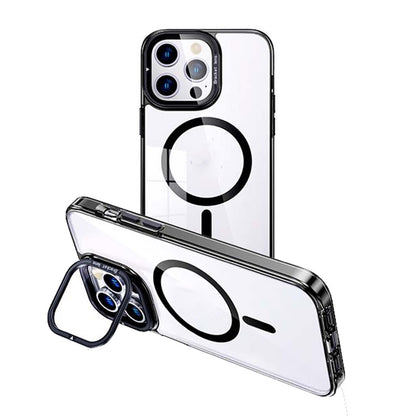 For iPhone 14 Pro MagSafe Magnetic Invisible Holder Transparent Phone Case(Black) - iPhone 14 Pro Cases by PMC Jewellery | Online Shopping South Africa | PMC Jewellery