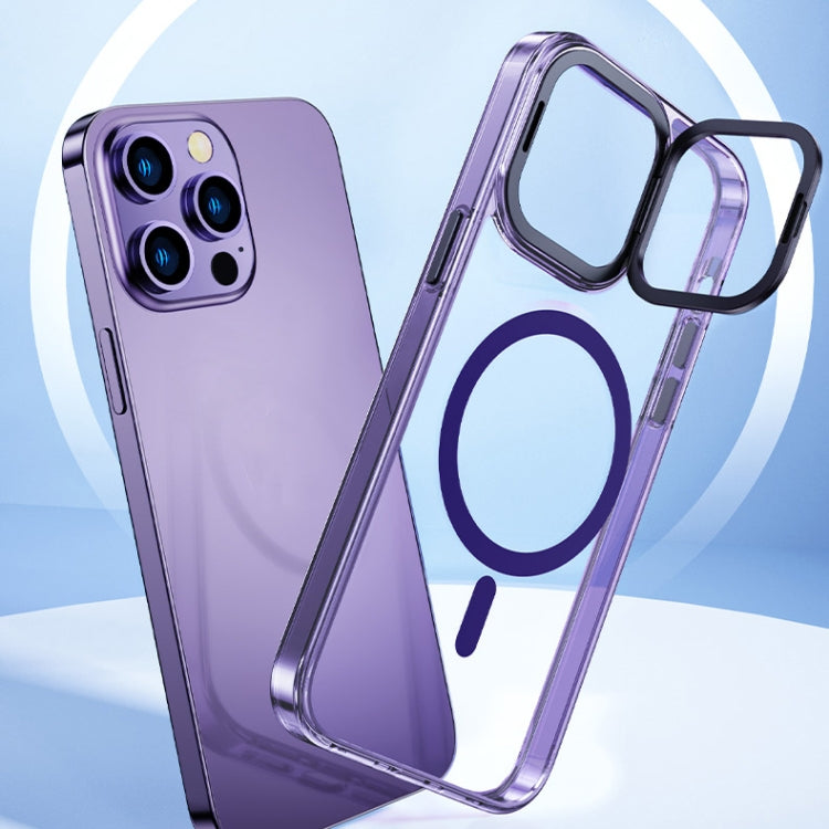 For iPhone 15 Plus MagSafe Magnetic Invisible Holder Transparent Phone Case(Purple) - iPhone 15 Plus Cases by PMC Jewellery | Online Shopping South Africa | PMC Jewellery