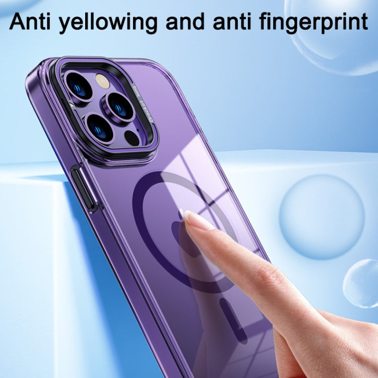 For iPhone 14 Pro MagSafe Magnetic Invisible Holder Transparent Phone Case(Orange) - iPhone 14 Pro Cases by PMC TechLife | Online Shopping South Africa | PMC TechLife