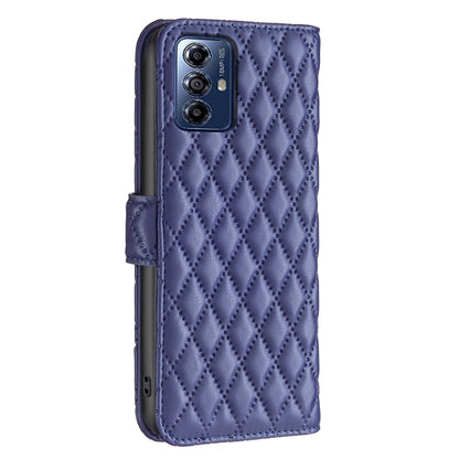 For Motorola Moto G Play 2024 Diamond Lattice Wallet Flip Leather Phone Case(Blue) - Motorola Cases by PMC Jewellery | Online Shopping South Africa | PMC Jewellery | Buy Now Pay Later Mobicred