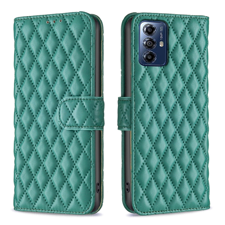 For Motorola Moto G Play 2024 Diamond Lattice Wallet Flip Leather Phone Case(Green) - Motorola Cases by PMC Jewellery | Online Shopping South Africa | PMC Jewellery | Buy Now Pay Later Mobicred